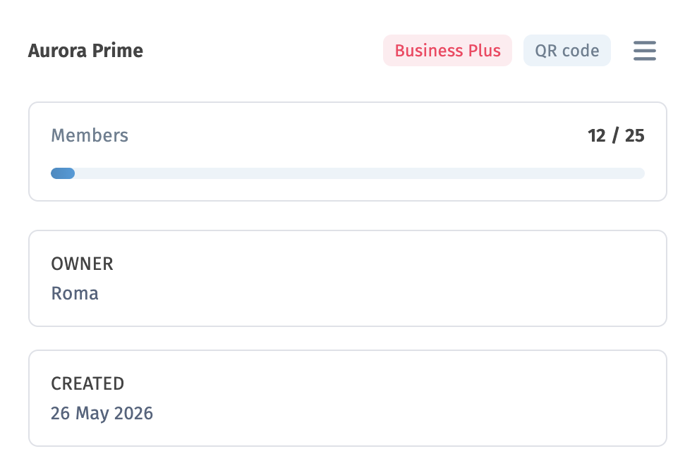 Creating and managing QR codes in the WebQR interface